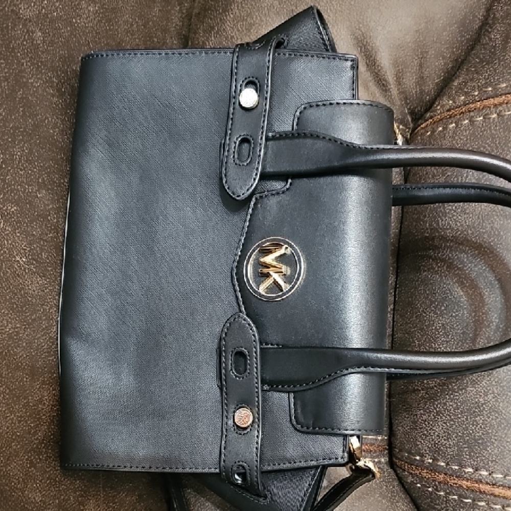 Michael Kors Black Satchel with Gold Accents